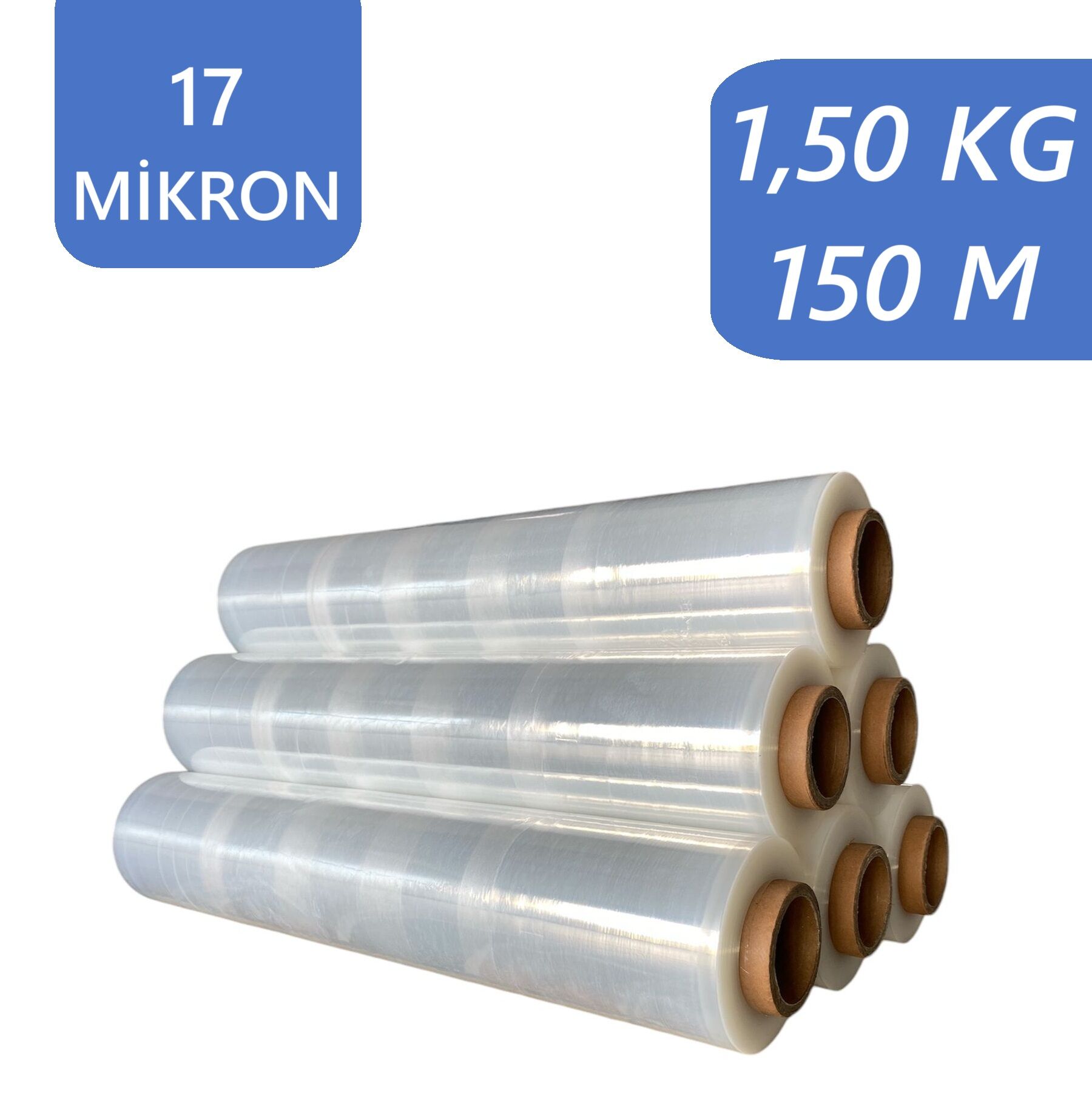 Endüstriyel El Tipi Streç Film - 50 cm, 150 m, 17 Mikron, 1,50 kg