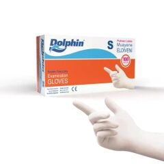 Dolphin Pudrasız Lateks Eldiven S Beden Medikal ve Hijyen Eldiveni 100'lü