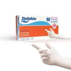 Dolphin Pudrasız Lateks Eldiven M Beden Medikal ve Hijyen Eldiveni 100'lü
