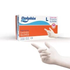 Dolphin Pudrasız Lateks Eldiven L Beden Medikal ve Hijyen Eldiveni 100'lü
