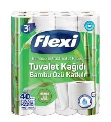Flexi 3 Katlı Tuvalet Kağıdı 40'lı Yumuşak ve Dayanıklı Rulo Tuvalet Kağıdı