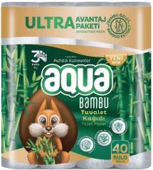 Aqua 3 Katlı Tuvalet Kağıdı 40'lı Ekstra Yumuşak ve Dayanıklı Rulo Tuvalet Kağıdı